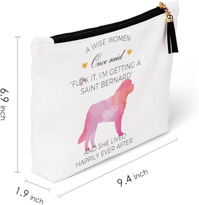 Dog Gifts for Dog Lovers, Saint Bernard Stuff Merch Decor, Dog Mom Gifts for Women Women, Unique Christmas Birthday for Dog Lover Owners, Crazy Dog Lady Gifts, Dog Makeup Bag ?etting A Saint Bernard