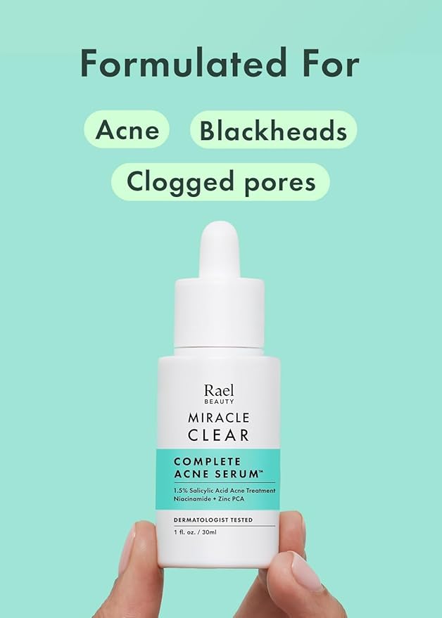 Rael Serum for Face – Miracle Clear Serum with Salicylic Acid, Niacinamide, Zinc, Pore Minimizer, Korean Skin Care (1 fl oz)