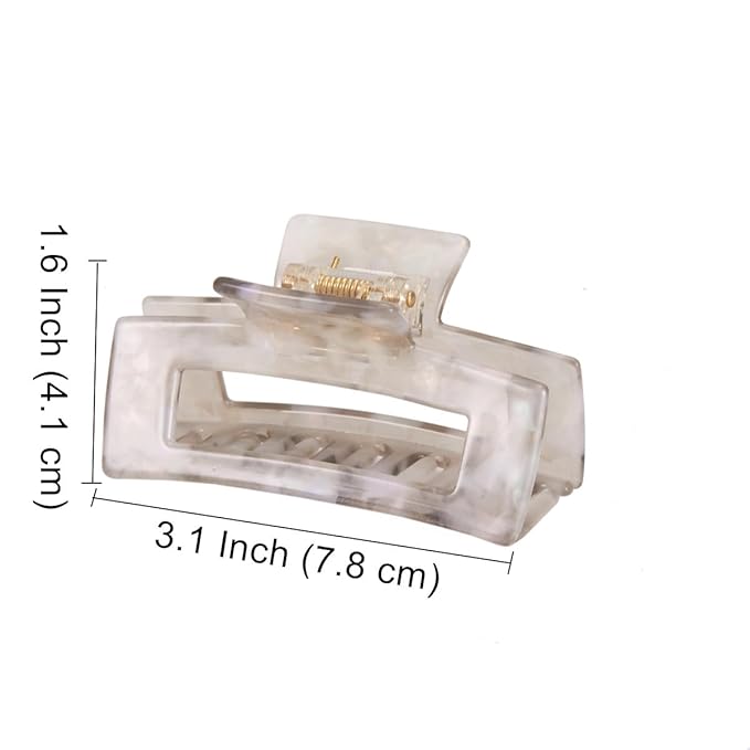 Hair Claw Clips Cutout Tortoise Shell Celluloid Hair Jaw Clips 3 Inches French Design Rectangle Hair Clamp for Women Ladies Mother (2 Pack)