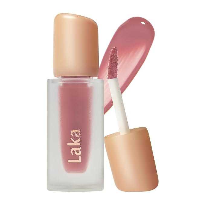 Laka Fruity Glam Tint, Glowing Lip Stain with Wide Color Spectrum, Hydrating & Lightweight Texture, Long-Lasting Bold Stain, Non-Sticky, Vegan, K-Beauty (#124 Maro, 4.5g/0.15oz)