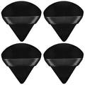 4 facial soft triangle puffs, wet and dry makeup tools, used for powder, mineral powder, body powder, foundation make-up, washable powder puffs (Black)
