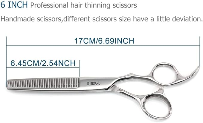 Professional 6 Inch Hair Thinning Shears Barber Scissors Sharp Hair Thinning Scissors 30 Teeth Barber Hair Clippers 440C Shears KINSARO for Hairdresser Barbershop or Home Use