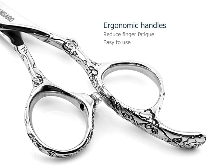 Hair Cutting Scissors 5.5 Inch Professional Haircut Hair Shears Sharp Barber Scissors 440C Hairdresser Barber Shears Rose handle KINSARO for Hairdresser Barbershop or Home Use