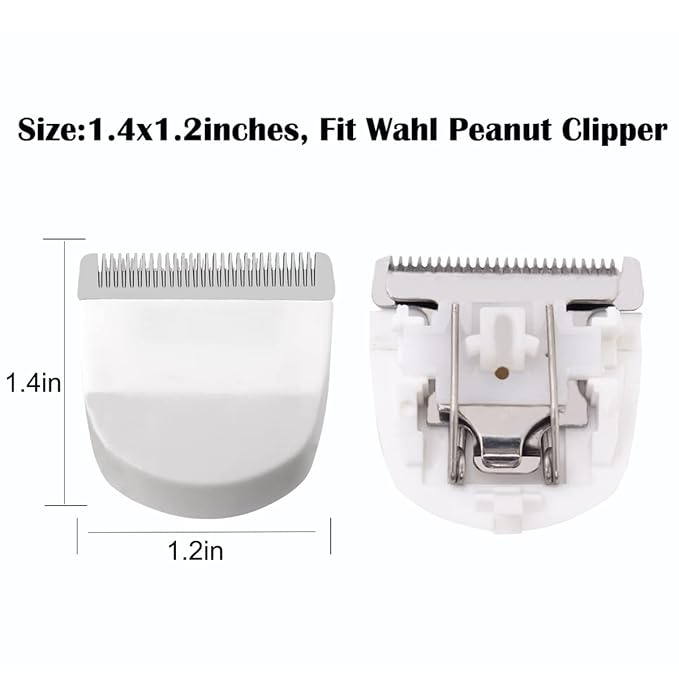 2PCS White Professional Peanut Clippers/Trimmers Snap On Replacement Blades #2068-300-Fits Compatible with Peanut Hair Clipper
