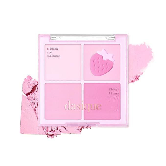 Dasique Blending Mood Cheek #06 Berry Smoothie | 4 Blendable Shades in Lightweight Smooth Powder | Vegan | Pink Blush