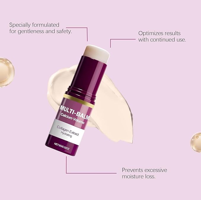 Calcium Multi Collagen Moisturizing Stick - Hydrating & Firming Balm for Eyes Lips Neck, Anti-Aging Face Balm, Skin Barrier Repair Cream, Vitamin E Enriched