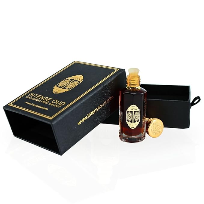 INTENSE OUD Gold Saffron Long Lasting Arabian Perfume Oils for Women 12ML (0.40 OZ) Fragrance Oil With Exotic Saffron, Amber & Sweet Vanilla Notes - Concentrated Perfume Oil in Black Gift Box