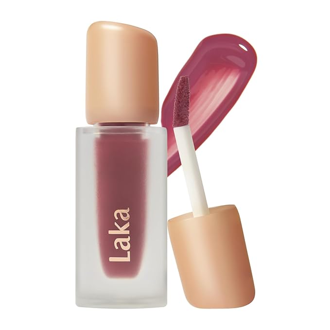 Laka Fruity Glam Tint, Glowing Lip Stain with Wide Color Spectrum, Hydrating & Lightweight Texture, Long-Lasting Bold Stain, Non-Sticky, Vegan, K-Beauty (#102 Dewy, 4.5g/0.15oz)