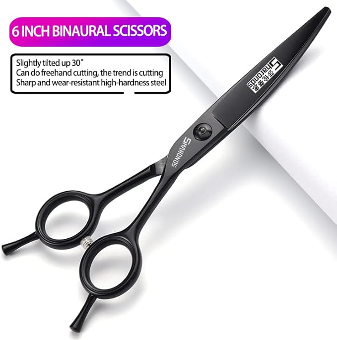 SHARONDS 6/7 Inch Professional 440C Hair Cutting Scissor Salon Hairdressing Thinning Shears Perfect for Barber and Home Use (6 in 4pc)