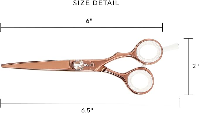 Cricket Centrix Roc-It Dog 6” Titanium Shear Professional Stylist Hair Cutting Scissor Lightweight, Rose Gold