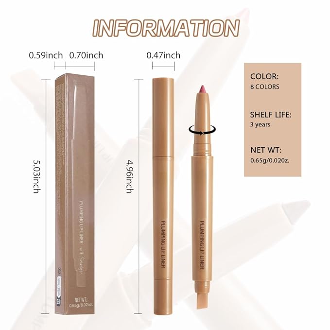 Light Coral Matte Lip Liner Pencil, Plump Lip Liners Long-Lasting Creamy Formula, With Silicone Smudger for Define Contours & Sculpting Lip, Waterproof Non-Staining Crayon Lip Liner 02#