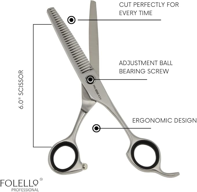 Hair Thinning Scissors – 6" Stainless Steel Blending Shears with 32 Teeth and Ball Bearing Tension Screw – Razor Edge Thinning Tool for Barbers and Stylists