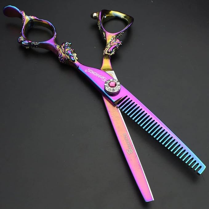 5.5/6 /7 Inch Purple Dragon Knight Professional Japanese Hair Scissors Barber Scissors Set (6 inch 2pc-A)