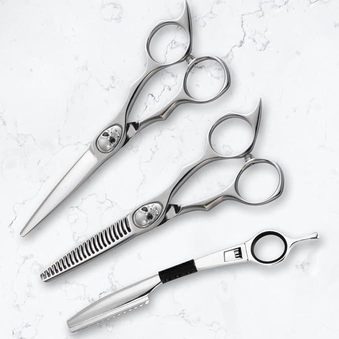 Saki Shears Tachi Set of Hair Shears for Professionals - Cutting and Thinning Shears - Skull Screw - 6.0 Inch - Japanese 440C Steel