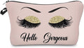 Hello Gorgeous Funny Makeup Bag Gift for Women Inspirational Cosmetics Pouch for Purse Travel Bag Cases for Toiletries Accessories Organizer