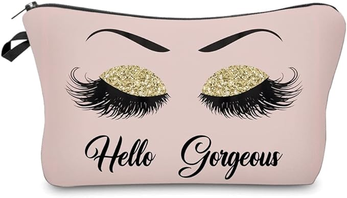 Hello Gorgeous Funny Makeup Bag Gift for Women Inspirational Cosmetics Pouch for Purse Travel Bag Cases for Toiletries Accessories Organizer