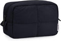 Narwey Puffy Makeup Bag for Travel Women Girl, Quilted Makeup Bag Cosmetic Bag, Cute Puffer Make Up Organizer Bags, Travel Toiletry Bag Toiletries (Black)