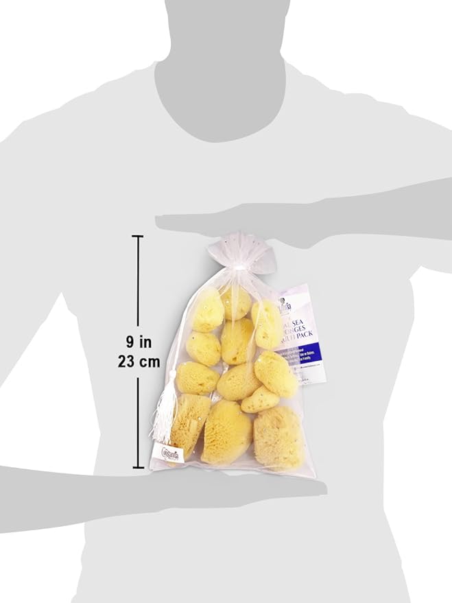 Natural Sea Silk Sponges 12pk: Size 9pc x1.5-2.5" 3pc x 2.5"-3", Like Cotton Balls, for Cosmetic Use, Makeup Application & Removal, Face & Eye Cleaning, with Luxury Gift Bag by Constantia Beauty®