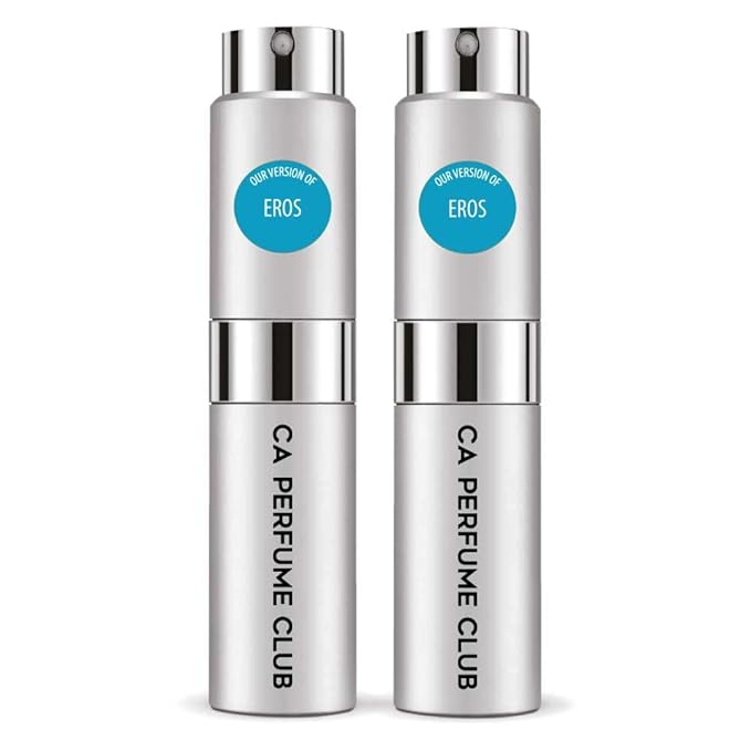 CA Perfume Impression of Eros for Men Aromatic Fougere Scent Long Lasting Cologne for Men Eau De Parfum Travel Size Refillable Atomizer Spray 0.27 Fl Oz 8ml Pack of 2