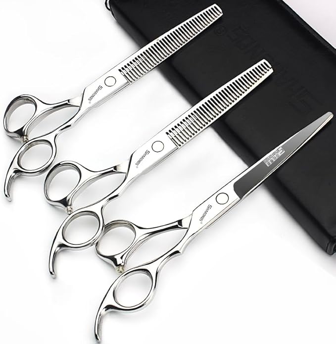 SHARONDS 6.5 Inch Stainless Steel Professional Barber Scissors Hair Thinning Scissors Hairdresser or Home Hairdresser Variant/Hybrid Scissors (6.5 inch-4pc)