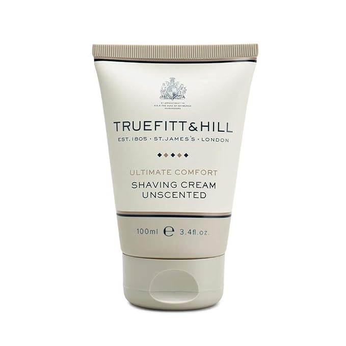 Truefitt & Hill Shaving Cream Tube - Ultimate Comfort - Premium Glycerin-Based Lather, Smooth Glide, and Hydration for a Luxurious Shave, No Added Fragrance - 2.65 oz.