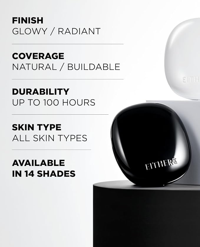 EITHER& Glow Pixel Cushion Foundation, Natural Coverage, Glow Finish – Up to 100 Hours, Moisturizing and Hydrating, Korean Beauty (#25.5P Tan, 12g)
