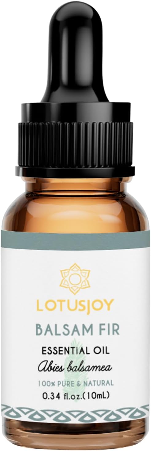 100% Pure Organic Balsam Fir Essential Oil 0.34 Fl Oz, Natural Balsam Fir Oil in Amber Glass Bottle with Dropper for Diffuser Massage Skin Care DIY