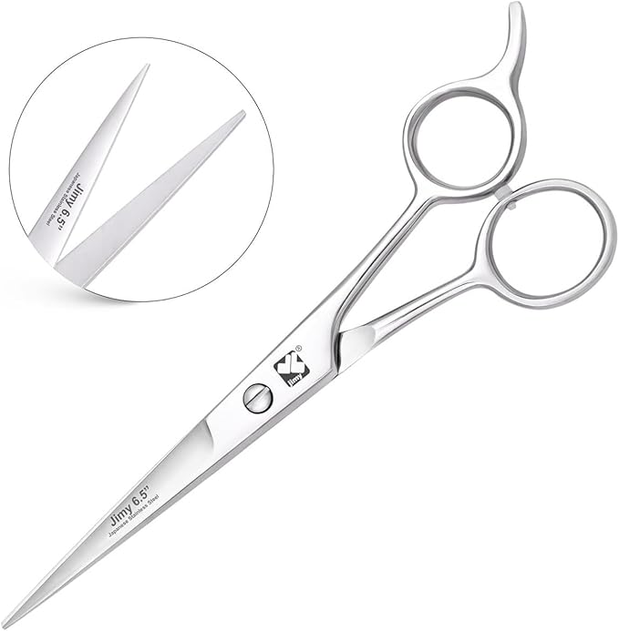 Jimy 6.5" Hair Scissors Professional – Ultra Sharp Razor Edge Stainless-Steel Scissors to Cut Hair – Ergonomic Design Salon Quality Hair Shears for Men, Women & Barbers