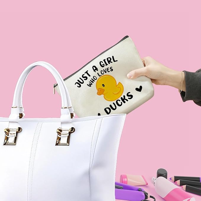 VICBOU Cute Duck Makeup Bag Duck Gifts for Women Girls Duck Decor Stuff Merch for Duck Lover Funny Christmas Birthday Gifts for Teens Best Friend Daughter BFF Sister Who Loves Ducks Cosmetic Bag