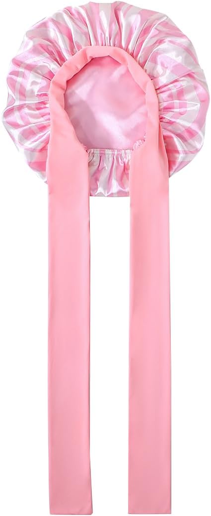 GDTOGRT Satin Silk Bonnet for Sleeping Women - Double Layer Sleep Hair Bonnets Caps for Curly Braid Hair with Tie Band