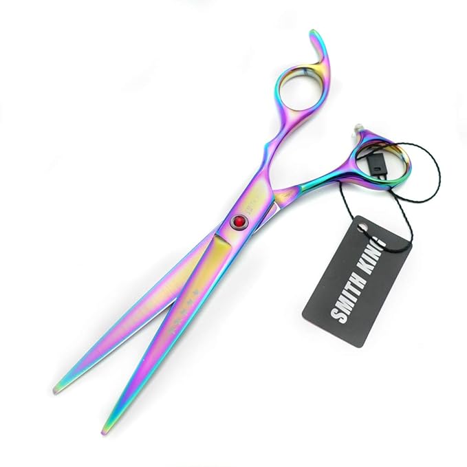 7.0 Inches Professional hair cutting thinning scissors set with razor (Rainbow)