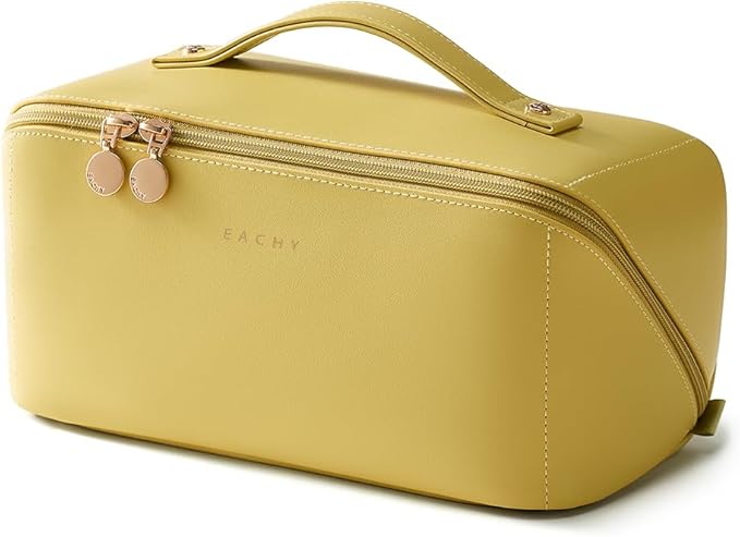 EACHY Travel Makeup Bag,Large Capacity Cosmetic Bags for Women,Waterproof Portable Pouch Open Flat Toiletry Bag Pattern Makeup Bag