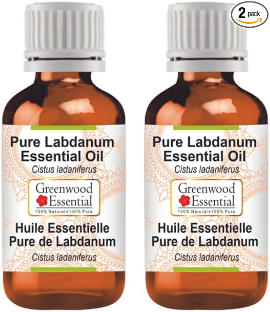 Greenwood Essential Pure Labdanum Essential Oil (Cistus ladaniferus) Steam Distilled (Pack of Two) 15ml X 2 (1 oz)