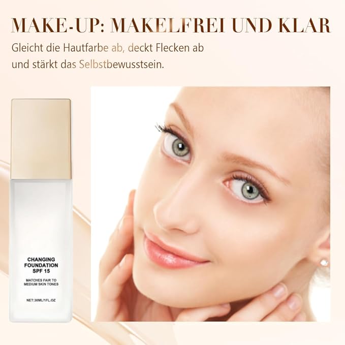 Color Changing Foundation for Mature Skin, Hydrating and Lightweight Liquid Foundations, Tone Suitable for All Skin Types (2 pcs)