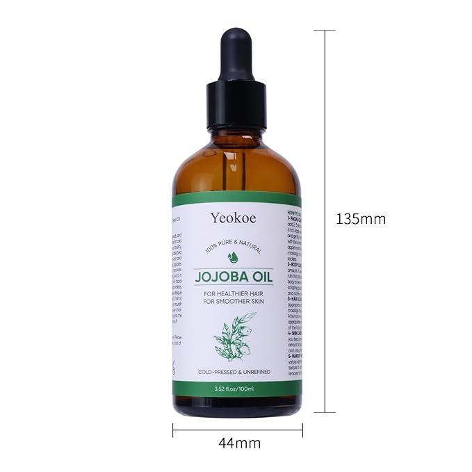Jojoba Oil Pure Cold Pressed Unrefined Gua Sha for Healthier hair Smoother skin Base Carrier Moisturizing Oil 3.52oz 100ml