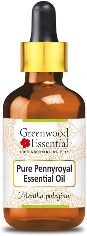 Greenwood Essential Pennyroyal Essential Oil (Mentha pulegium) with Glass Dropper | Pure | Non-Sticky | Non-Greasy | Lightweight | Men & Women | All Skin Types | Steam Distilled 2ml (0.06 oz)