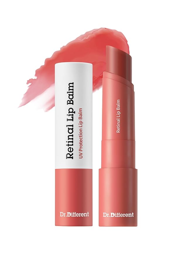 Dr.Different Retinal Lip Balm Tinted, Anti-Wrinkle Lip Treatment with Deep Hydration & Long-Lasting Moisture, K-Skincare made by Korean Dermatologist, 0.14oz