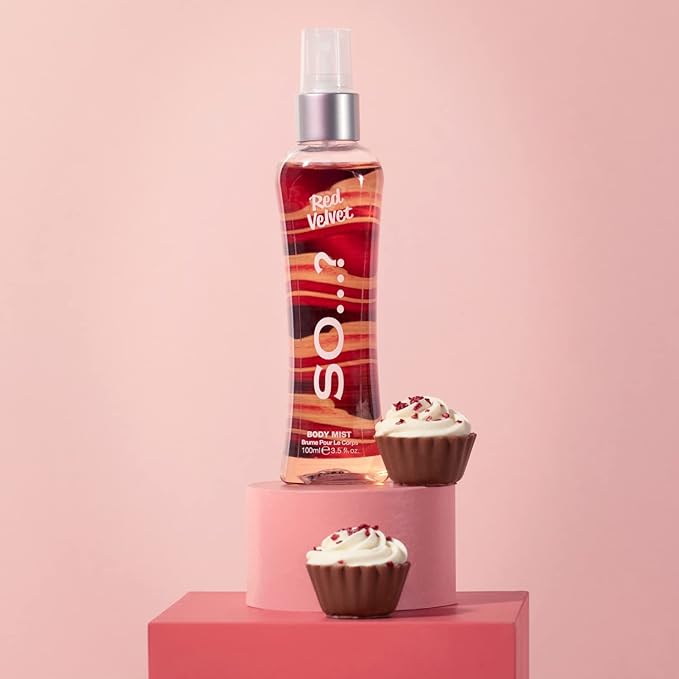 So…? Red Velvet Body Mist - Fruity, Floral, Vanilla Perfume for Women - 6 Hour Wear Body Spray for Women - Cruelty Free - 3.5 oz