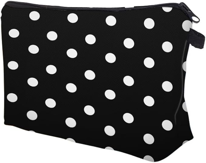 Small Makeup Bag Cosmetic Bag for Women, Pretty Design Organizer Case with Zipper Closure, Lightweight and Water-Resistant Make Up Bag - 8.65"x 5.35" x 7.08"（Polka Dot）
