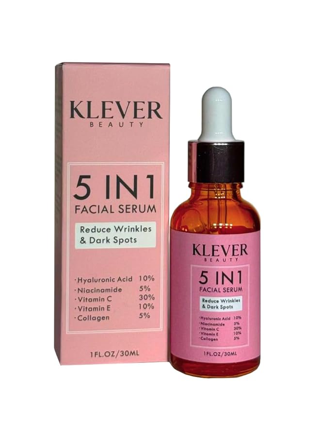 Anti-Aging Face Serum with Hyaluronic Acid, Vitamin C, Collagen, Niacinamide & Vitamin E – Hydrating Facial Treatment for all skin types – KLEVER Beauty, 30 ml