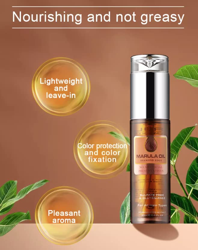 KizaiaCare Marula Oil Diamond Edge | 100% Pure Natural Moisturizer Oil | Facial Serum For Anti-Aging | for Face, Hair & Skin | Cold Pressed Marula Oil | Anti-Aging| Acne Scar Treatment| Gua Sha Massage| Color Safe Treatment with Long Lasting Shine | Ta...