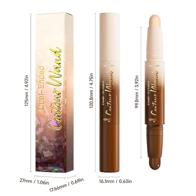 2Pcs Cream Contour Stick Face Body Makeup Dual Ended, Nuetral Nude Beige & Darker Nude Pink no Transfer Waterproof 2 in 1 Cream Concealer Stick Contouring Makeup Set, Face Nose Contour Bronzer Sticks