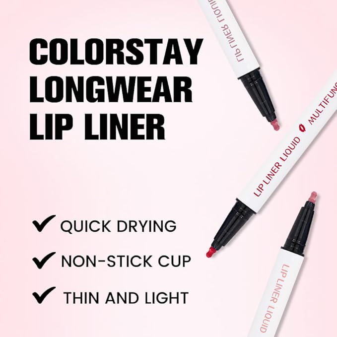 Kaely 3Pcs Chocolate Nude Brown Wine Longwear Liquid Lip Liner Waterproof, 24 Hour Long Lasting Lip Liner Stain Marker Pen, 2-in-1 Matte Semi Permanent Lipliner & Lipstick, 11+12+14