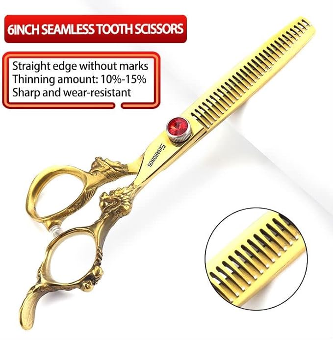 Gold Dragon Professional Hairdressing Scissors - 7/7.5/8 Inch, Gold and Black, 6 Inch 4-Piece Set