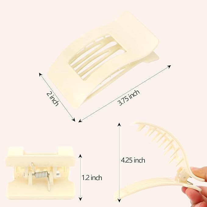 Velscrun Flat Hair Clips for Women Girls, Bright Navy Blue Lay Flat Claw Clips, Strong Hold Large Side Hair Clip All Hair Types, French Duck Billed Non Slip Grip Daily Styling Hair Jaw Claw Clip