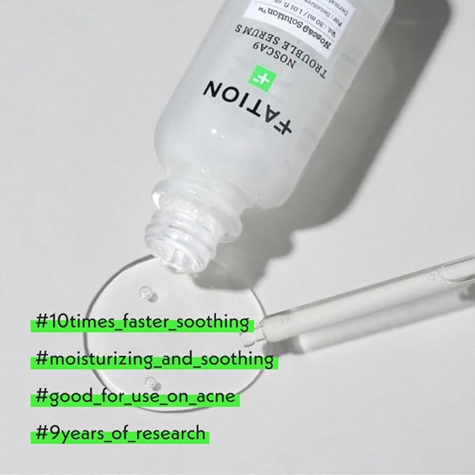 NOSCA9 Soothing Serum S - Rapid Hydrating Calming Serum with 5-Layer Ceramide Complex &Fresh Centella Asiatica, Advanced Barrier Repair for Sensitive Skin Korean Skin Care (1.01 Fl Oz (Pack of 1))
