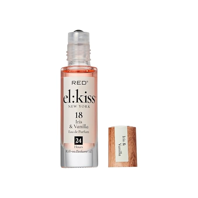 EL:KISS Roll On Perfume, Iris & Vanilla Inspired by La V. E. Belle, Eau de Parfum 12mL (.40 Fl Oz), Hydrating & Long-Lasting, Alcohol & Mineral Oil-Free, Infused With Jojoba, Argan & Coconut Oil