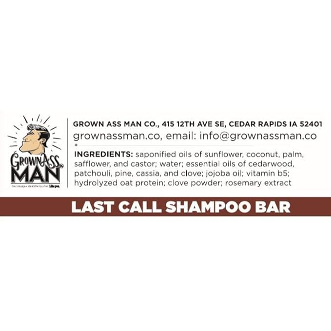 Grown Ass Man Co. - Solid Shampoo Bar Rich Lather 3 in 1: Hair, Beard & Body Wash - Plastic Free & Eco-Friendly, Natural & Organic Clean for All Hair Types, 4oz Bar (Variety, 3-Pack)