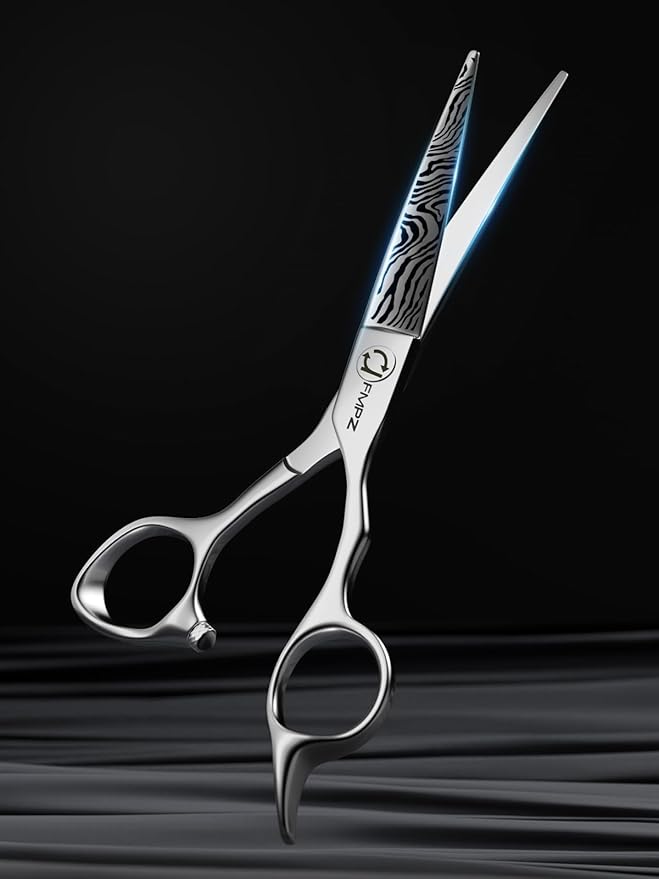 Hair Cutting Scissors Professional, 6" Barber Scissors, Hair Cutting Shears with 440C Steel - 60HRC Hardness Extremely Sharp with Ergonomic for Salon & Home Use - Zebra style