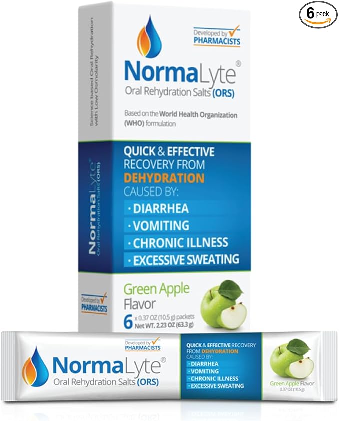 NormaLyte Apple - FSA Eligible Electrolyte Powder Packets | Clinically Studied Electrolyte Drink Mix | 6 Count Effective Hydration Sticks